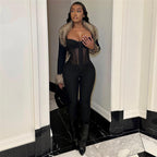 Damen Eleganter Body mit durchsichtigen Einsätzen und figurformendem Schnitt R&B