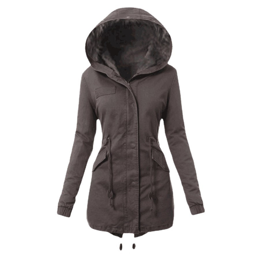 Damen modische Parka mit abnehmbarem Pelzkragen R&B