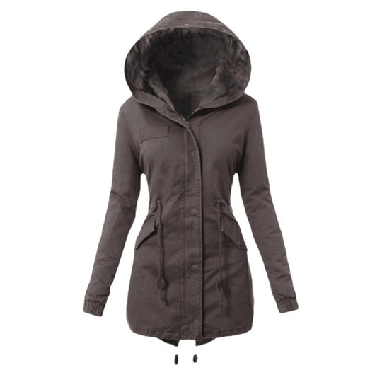 Damen modische Parka mit abnehmbarem Pelzkragen R&B