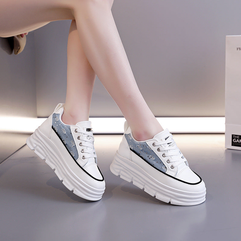 Damen Plattform Sneaker mit modischem Denim-Akzent und rutschfester Sohle R&B
