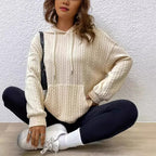 Damen lässiger Hoodie mit strukturiertem GewR&Be und praktischer Kängurutasche R&B