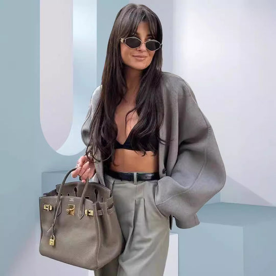Damen Elegante und lässige Oversize-Jacke mit Knopfdetails und weitem Schnitt R&B