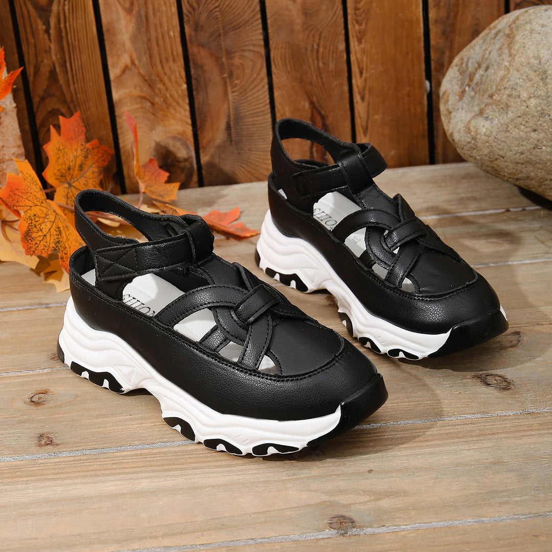 Damen Sportliche Sneaker-Sandalen mit elastischen Riemen und rutschfester Sohle R&B
