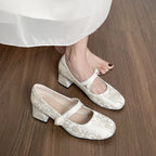 Damen elegante Mary-Jane Pumps mit modischem Plateau und dekorativem Riemchen