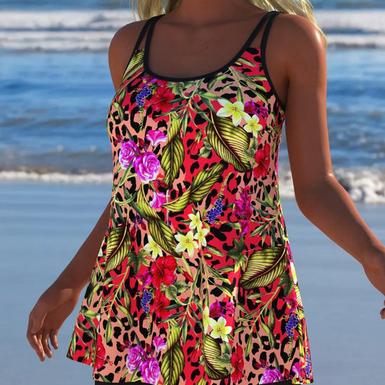 Damen Schwimmanzug mit modischem A-Linien-Schnitt und floralem Design R&B