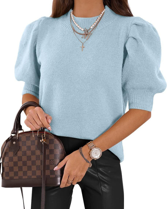 Damen Puffärmel Strickpullover R&B
