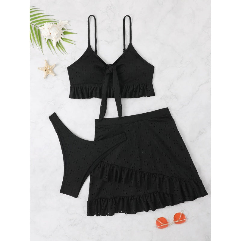 Damen Bikini-Set mit Oberteil und rüschigem Rock R&B