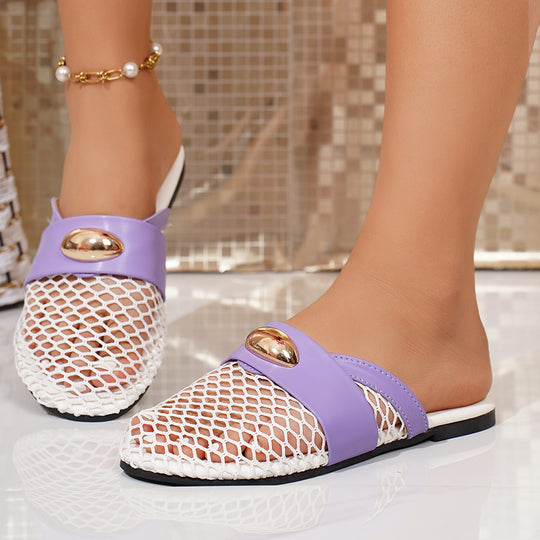 Damen Offene Clogs mit atmungsaktivem Netzdesign und modischem Detail R&B