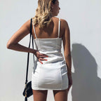 Damen Midikleid mit Reißverschluss und verstellbaren Trägern R&B