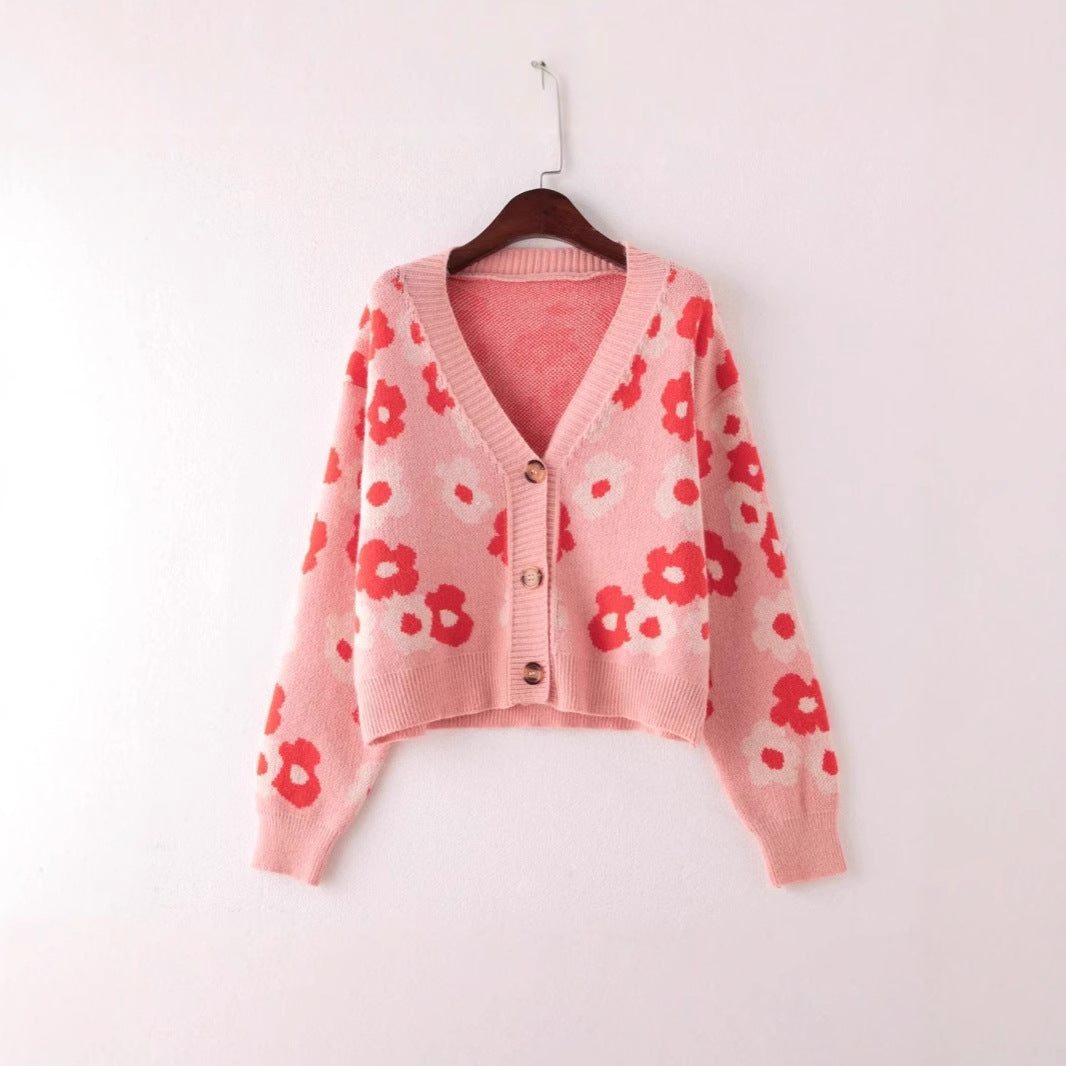 Damen cardigan mit floralem Muster und Knopfdetails R&B