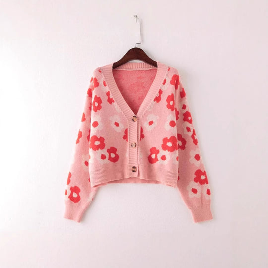 Damen cardigan mit floralem Muster und Knopfdetails R&B