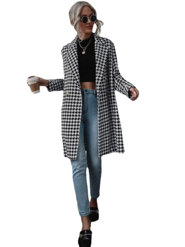 Damen Karierter Longblazer mit elegantem Schnitt R&B