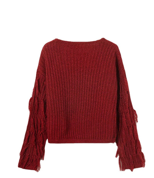 Damen Pullover mit Fransendetails R&B