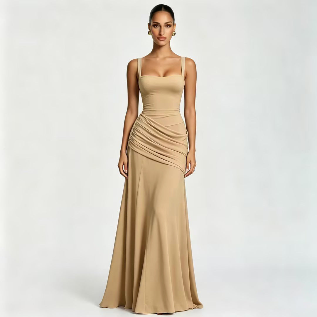 Damen Maxikleid mit innovativem Drapierungseffekt und elegantem Schnitt R&B