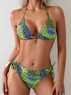 Damen Triangel-Bikini mit verspieltem Muster