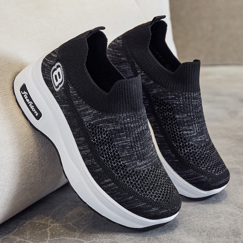 Damen nan atmungsaktive Strick-Sneaker mit Plateau-Sohle und elastischer Sockenkonstruktion R&B