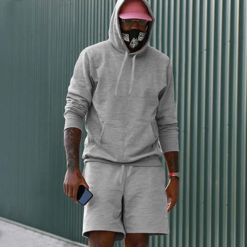 R&B Herren Hoodie-Shorts-Set mit Kängurutasche