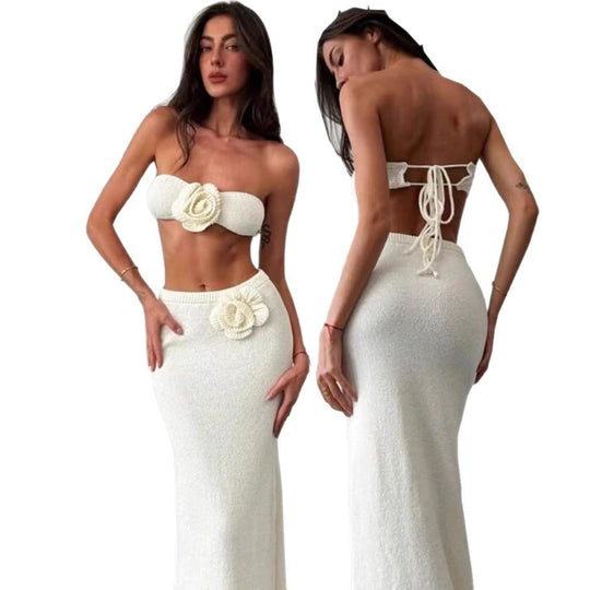 Damen Bandeau-Top und knitted Rock Set R&B