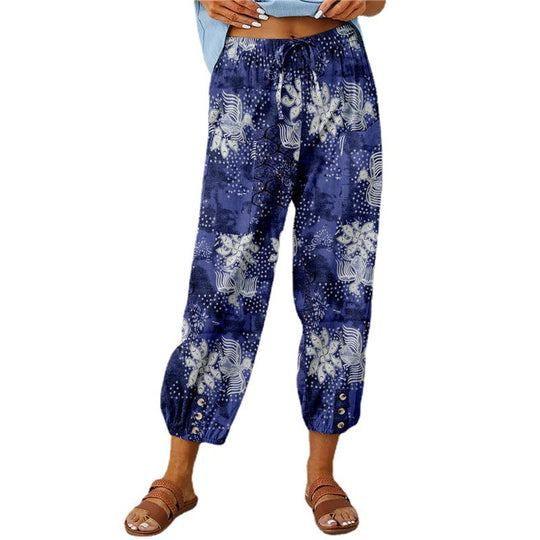 Damen Elegante Sommerhose mit floralem Muster und lockerem Schnitt R&B