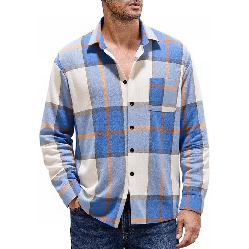 Herren nan oversized kariertes Flanellhemd mit Brusttasche und klassischem Knopfverschluss R&B