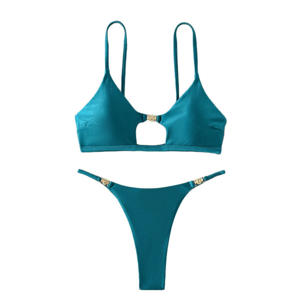 Damen Bikini mit modischem Cut-Out und goldenen Akzenten R&B