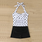 Damen Einteiliger Badeanzug mit Rüschendetails und Hüftshorts R&B