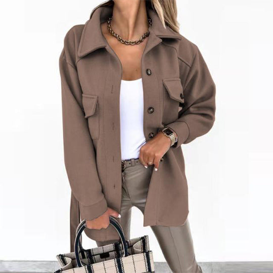 Damen Overshirt-Jacke mit praktischen Taschen und modernem Schnitt R&B