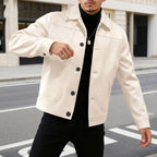 Herren nan moderner Trucker-Overshirt aus Velourslederimitat mit Ziernähten und aufgesetzten Taschen R&B