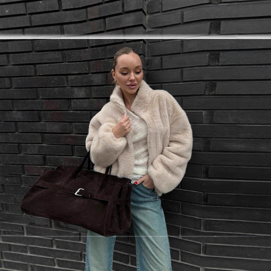 Damen Schockierende Kurzjacke aus luxuriösem Kunstfell R&B