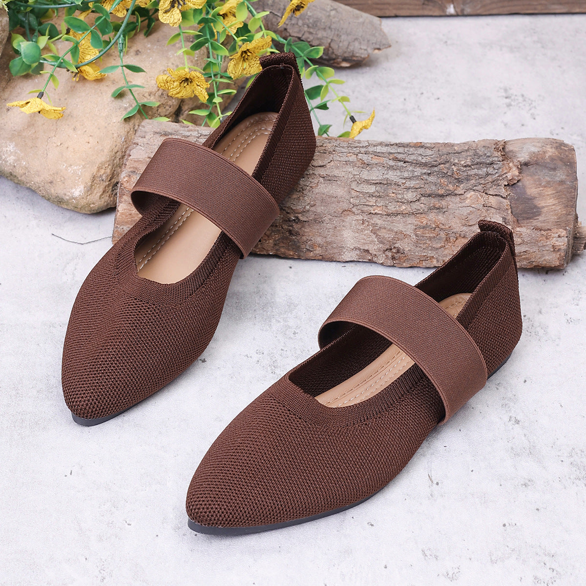 Damen Komfortable Ballerinas mit elastischem Riemen R&B