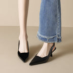 Damen Slingback-Pumps mit spitzem Zehenbereich und elegantem Hochglanz