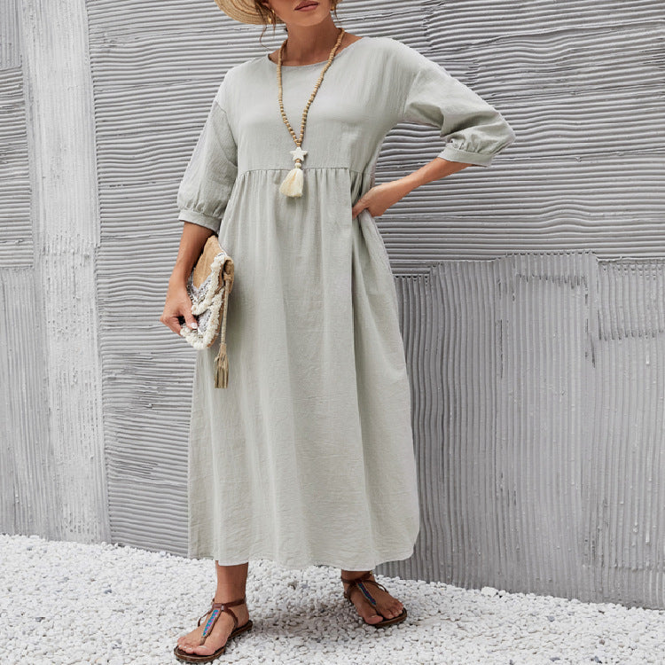 Damen Freizeitmaxikleid mit luftigen Ärmeln und seitlichen Taschen R&B