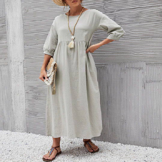 Damen Freizeitmaxikleid mit luftigen Ärmeln und seitlichen Taschen R&B