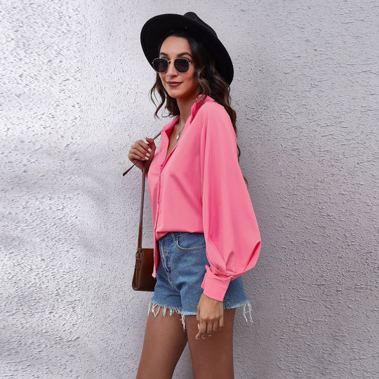 Damen Oversized Longsleeve Bluse mit lässigem Schnitt und voluminösen Ärmeln R&B