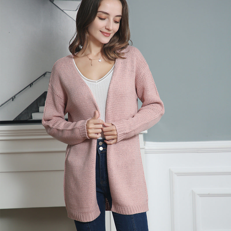 Damen Offene Strickjacke mit lässigem Schnitt und Taschen