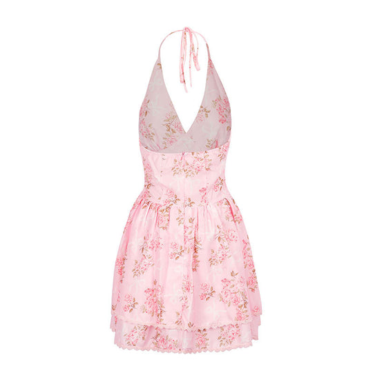 Damen Sommerliches Neckholderkleid mit floralem Muster und Rüschendetails R&B