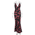 Damen Elegantes Maxikleid mit tiefem V-Ausschnitt und Spaghettiträgern R&B