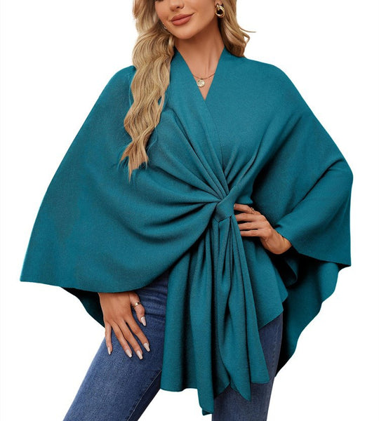 Damen Eleganter Wickelpullover mit asymmetrischem Schnitt R&B