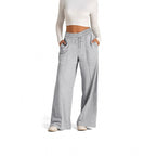 Damen breite Jogginghose mit elastischem Bund und seitlichen Eingrifftaschen