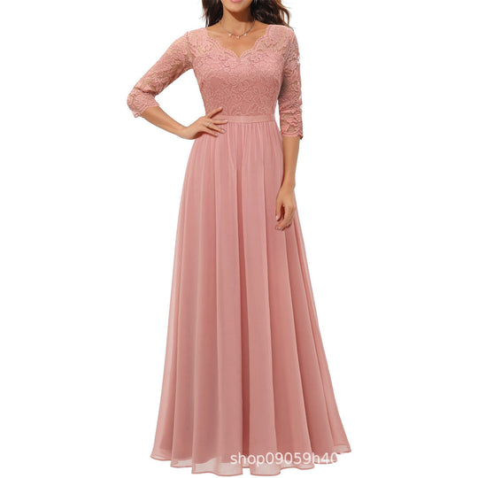 Damen elegantes Spitzenkleid R&B