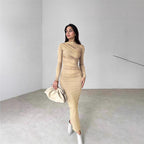 Damen Elegantes Wickelkleid mit langen Ärmeln und figurbetonendem Schnitt R&B