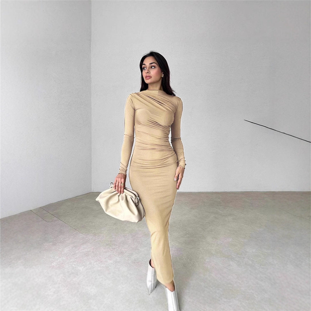Damen Elegantes Wickelkleid mit langen Ärmeln und figurbetonendem Schnitt R&B