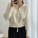 Damen modischer Zip-Hoodie aus weichem Strick