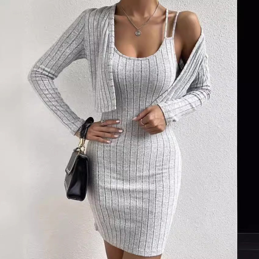 Damen Strickkleid mit geöffnetem Cardigan R&B