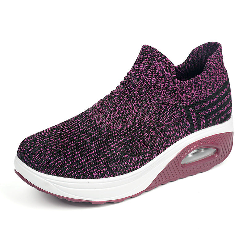 Damen nan gestrickter Schlupf-Walking-Sneaker mit anatomischer Pronationsstütze, Luftpolster-Zwischensohle und sockenähnlichem Schaft R&B