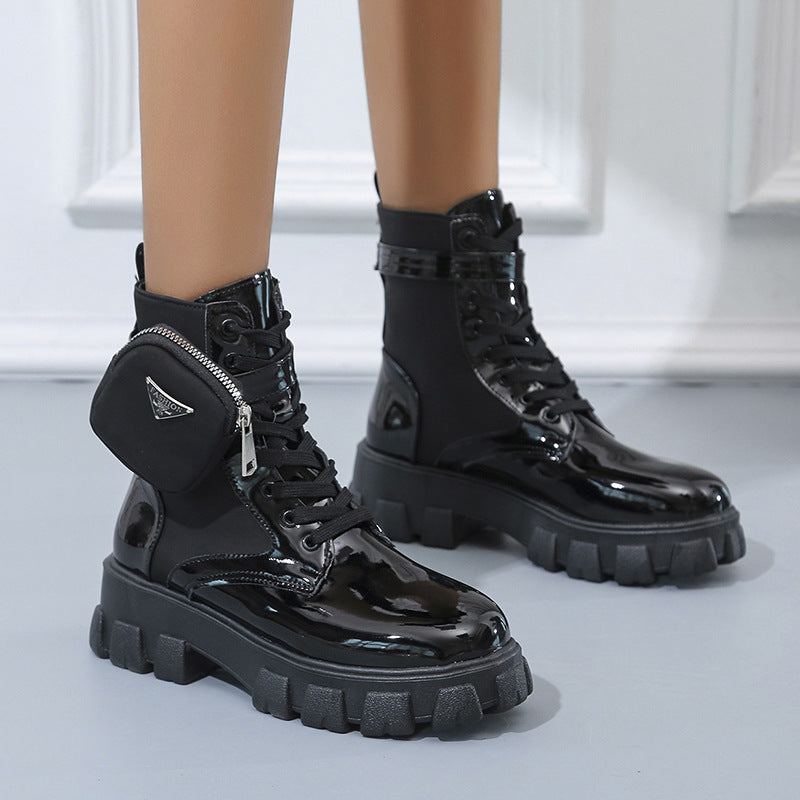 Damen Fashion Stiefel mit praktischer Taschen-Option und auffälliger Sohle R&B