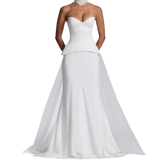 Damen Figurbetontes Brautkleid mit Peplum-Silhouette R&B