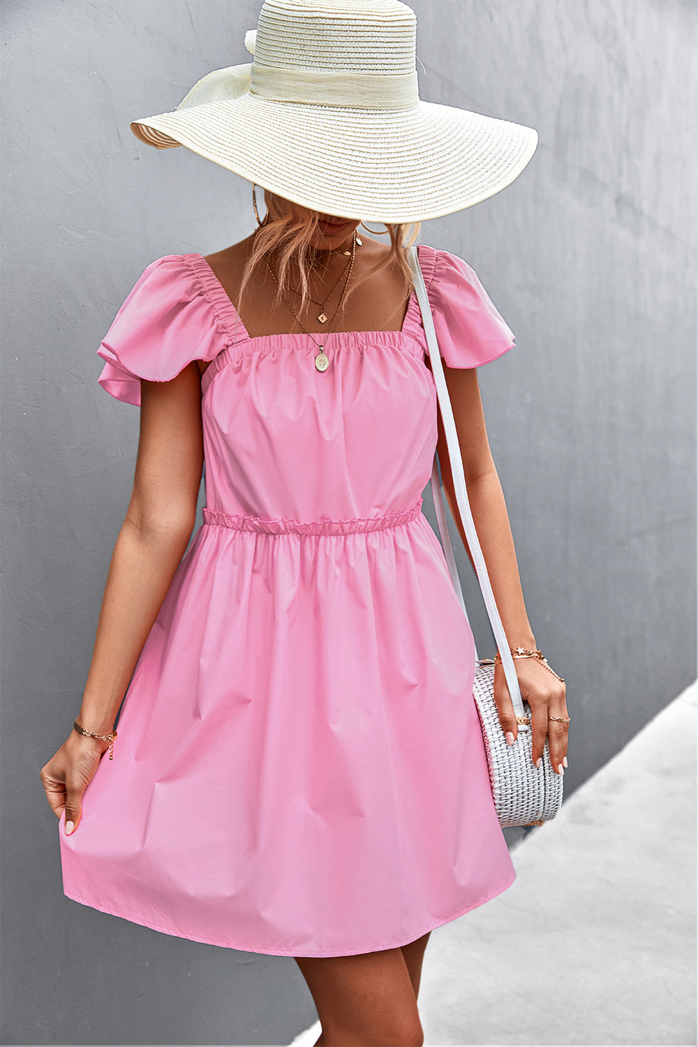 Damen Freizeitkleid mit voluminösen Ärmeln und elastischem Taillenzug R&B