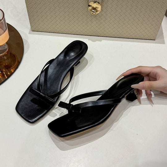 Damen elegante Zehentrenner mit modischem Schleifenakzent R&B