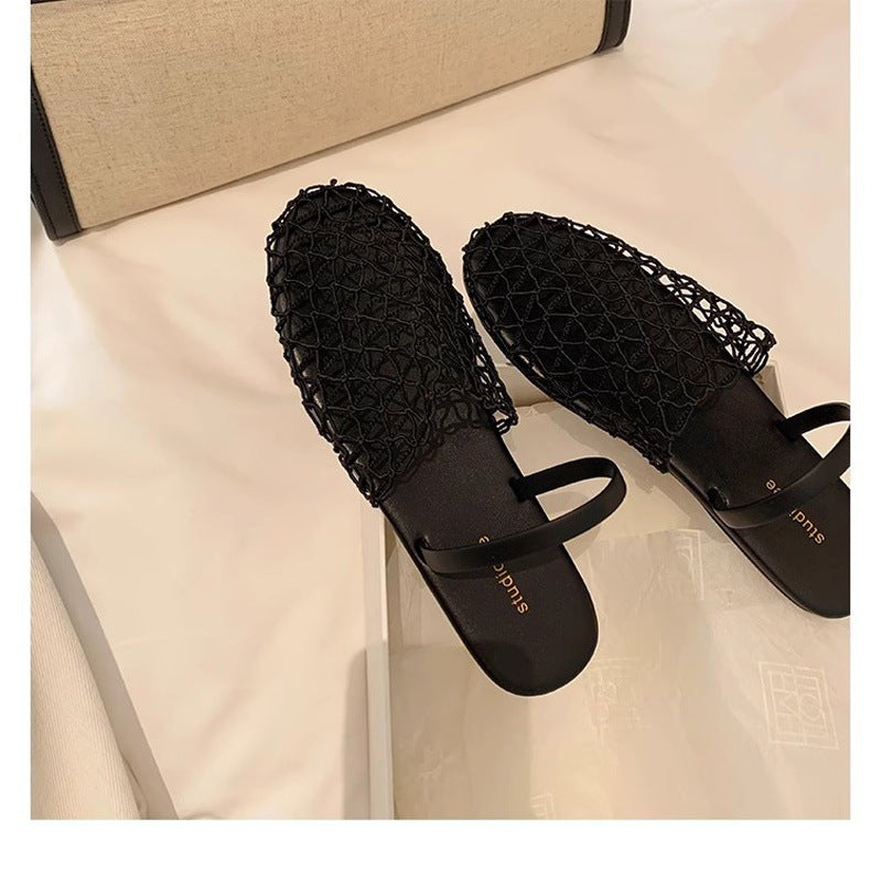 Damen offene Mules mit netzartigem Design und komfortablem Fußbett